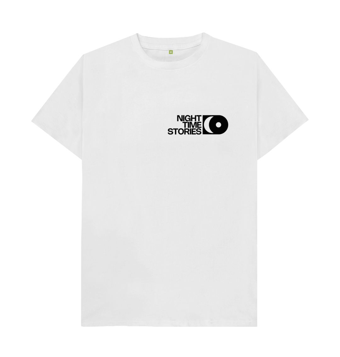 White Night Time Stories - White Pocket Logo T-shirt